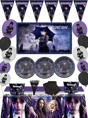 snowparty Wednesday Addams Afişli 16 Kişilik Doğum Günü Parti Malzemeleri Süsleri Seti