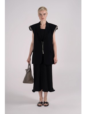 Fermuarlı Omuz Detaylı Yelek