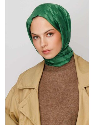 Valor Scarf Kazayağı Desen Ipeksi Jakar Şal - Çay Ağacı