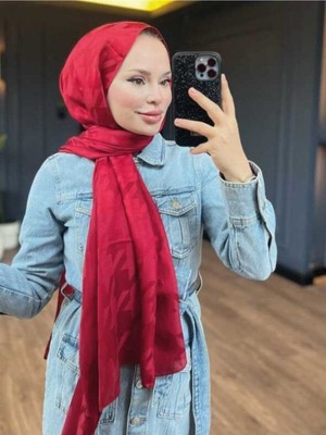 Valor Scarf Kazayağı Desen Ipeksi Jakar Şal - Derin Şarabi