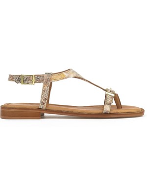 Ziya Kadın  Deri Sandalet 1511047Z16219 Bej-Yılan