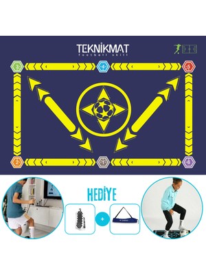 Teknik Mat Premium 120 Pro Futbol Eğitim Videosu Sari Lacivert -  Ömür Boyu - Kaydirmaz Çorap -  Futbol Mati Hediyeli