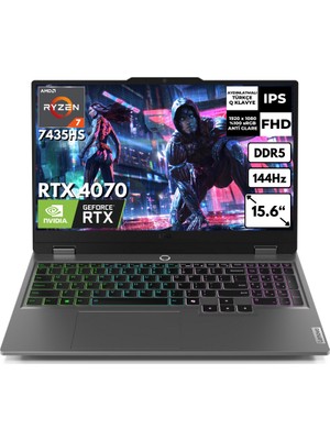 Lenovo Loq 15ARP9 Ryzen 7-7435HS 16 GB 2 Tbssd 8 GB RTX4070 15.6" Fhd Windows 11 Pro Gaming Notebook 83JC00CUTR BT51