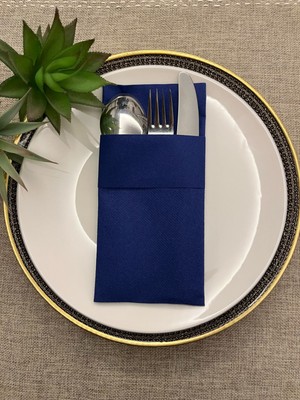 Air Laid Kanguru (Cepli) Peçete, Kumaş Hissi Veren 12 Adet 40 x 40  cm  Avrupa Kalite Servis,yumuşak Dayanıklı ve Şık Lacivert Renkli