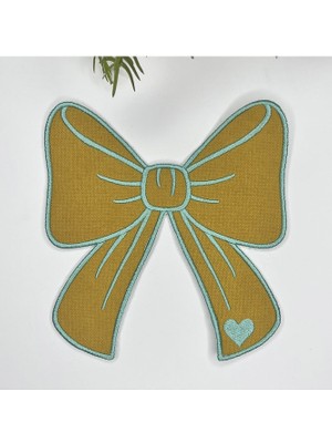 Decofav Kurdele Şeklinde Nakışlı Kumaş Kokteyl Peçetesi 1 Adet Hardal Mint