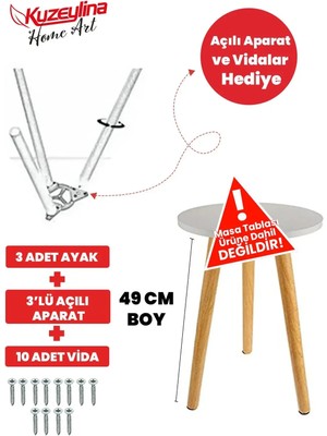 Kuzeylina Konik Sehpa Ayağı  49 cm 3 Adet -  3'lü Plastik Ayak Bağlantı Aparatı ve Vidalar Hediye