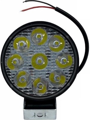 12V-24V OFF-ROAD MOTOSİKLET LAMBA YUVARLAK BEYAZ (9 X 3W POWER LEDLİ) (82*82 MM)