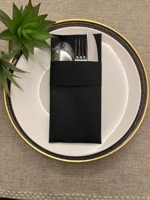 Air Laid Kanguru (Cepli) Peçete, Kumaş Hissi Veren 12 Adet 40 x 40 Siyah Renk