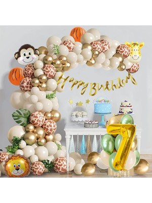 Safari Desenli Doğum Günü Konsepti Parti Kutlama Doğum Günü Konsepti