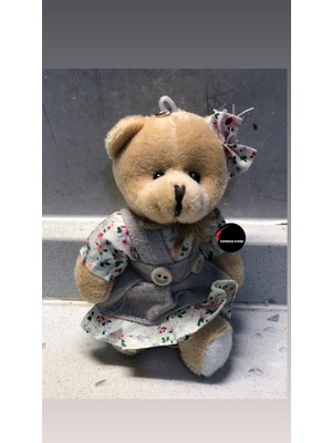 Top Rock Store Sevimli Elbiseli Tulumlu Ayıcık Peluş Oyuncak Anahtarlık Uyku Arkadaşı Hediyelik 12 cm