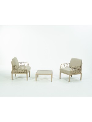 Novussi Garda Sofa Set 1+1+Sehpa Bej Minderli