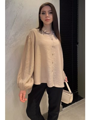 Gülseli Pile Detaylı Kadın Salaş Gömlek