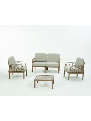 Novussi Garda Sofa Set 2+1+1+Sehpa Bej Minderli