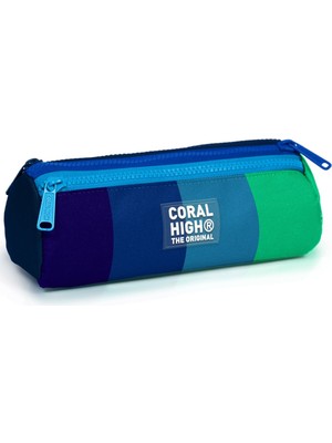 Coral High Kids Renkli Çizgili Üç Bölmeli Kalem Çantası 22097