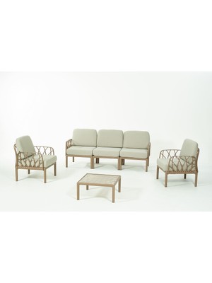 Novussi Garda Sofa Set 3+1+1+Sehpa Bej Minderli