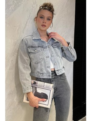 Gülseli Kadın Slim Fit Jean Kot Ceket