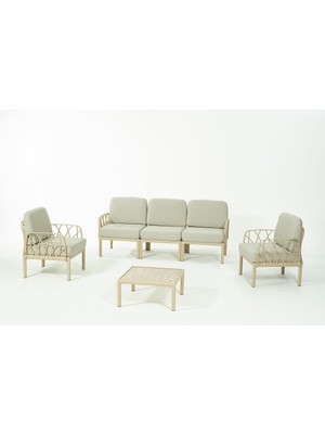 Novussi Garda Sofa Set 3+1+1+Sehpa Bej Minderli