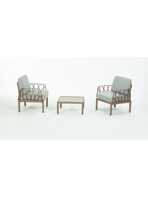 Novussi Garda Sofa Set 1+1+Sehpa Gri Minderli