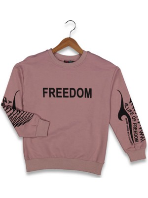 Freedom Baskılı Kız Sweatshırt