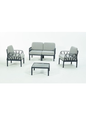 Novussi Garda Sofa Set 2+1+1+Sehpa Gri Minderli