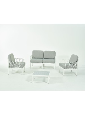 Novussi Garda Sofa Set 2+1+1+Sehpa Gri Minderli