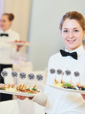 Thank You Yazılı Ikramlık, Sunumluk, Pasta ve Tatlı Üstü, Çay ve Kahve Yanı, Özel Gün, Davet, Etkinlik ve Organizasyonlar Için Ingilizce Teşekkür Ederim Yazılı Bayrak Kürdan