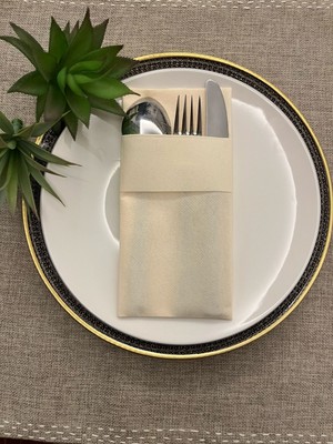 Air Laid Kanguru (Cepli) Peçete, Kumaş Hissi Veren 12 Adet 40 x 40 Krem Renk