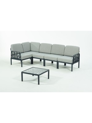 Novussi Garda Sofa Set L Köşe + Sehpa Gri Minderli