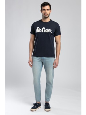 Lee Cooper Londonlogo Erkek %100 Pamuk O Yaka T-Shirt Lacivert
