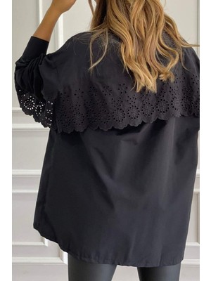 Qimya Butik Bebe Plus Bebe Kadın Sırtta Fisto Detaylı Oversize Gömlek