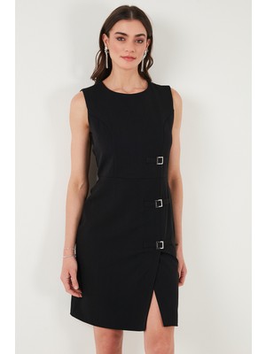 Lela Standart Fit Kemerli Bisiklet Yaka Mini Elbise Kadın Elbise 611EL1964