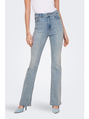 Only Onlmila Streç Pamuklu Yüksek Bel Ispanyol Paça Flare Jeans Bayan Kot Pantolon 15313328