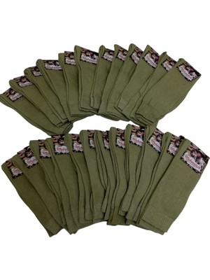 Asker Çorabı 24'lü ekonomik paket acemi bedelli asker çorabı yeşil esnek penye standart beden KÇ24-1