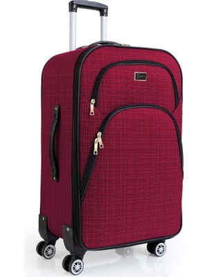 Orta Boy 4 Teker Kumaş Valiz Bordo 1081