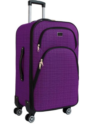 Orta Boy 4 Teker Kumaş Valiz Mor 1081