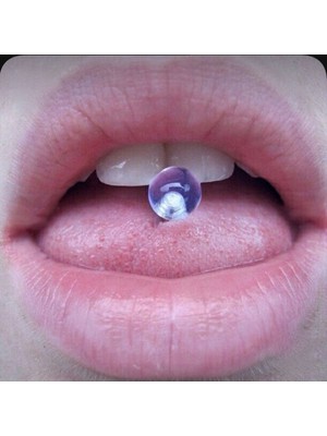 Unisex Beyaz Bioplast Dil Piercing 16 mm