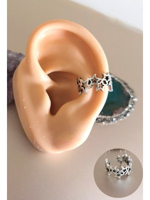 Sıkıştırma Yıldızlı/ziggy Stardust Antik Gümüş Earcuff /orbital / Helix - 1 Adet