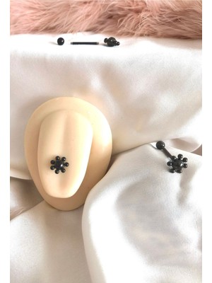 %100 316 L Cerrahi Çelik Çiçek Dil Piercingi - Bar Uzunluğu 16 Mm-1 Adet