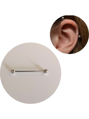 Bylin Cerrahi Çelik Köprü Piercing / Endüstriel Piercing -Bar uzunluğu : 36 mm, Kalınlık 1,6mm- 1 Adet