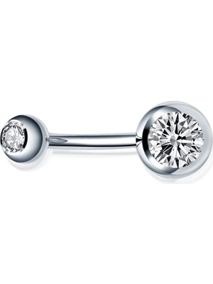 %100 G23 Titanyum Çift Taşlı Göbek Piercing- 1 Adet