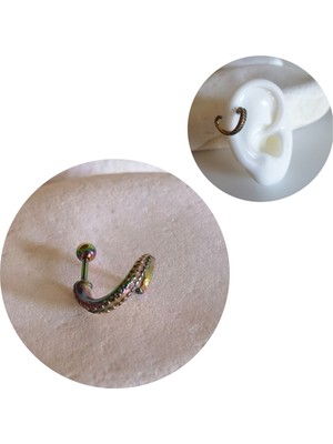 Cerrahi Çelik Ahtapot Kolu Piercing - Bar Uzunluğu : 6 Mm- 1 Adet