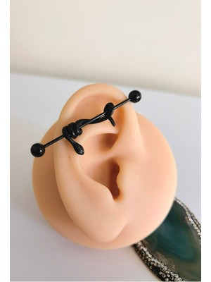 %100 316 L Cerrahi Çelik Yılanlı Köprü Piercing - Bar Uzunluğu 38 mm - 1 Adet