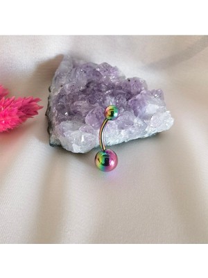 %100 G23 Titanyum Göbek Piercing - Bar Uzunluğu 10 Mm- 1 Adet