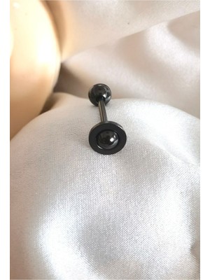 %100 316 L Cerrahi Çelik Satürn Dil Piercingi - Bar Uzunluğu 16 mm - 1 Adet