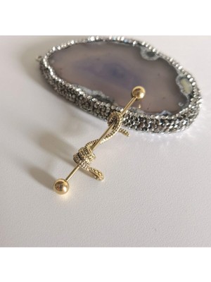%100 316 L Cerrahi Çelik Gold Yılanlı Köprü Piercing 38 mm