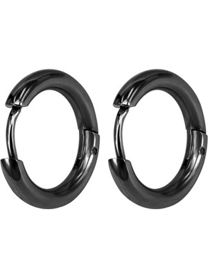 Çelik Halka Küpe Siyah - 10 mm
