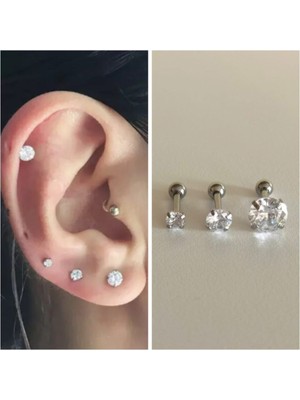 Bylin %100 316 L Cerrahi Çelik Üçlü Piercing Set - Bar Uzunluğu 6 mm// 3 adet