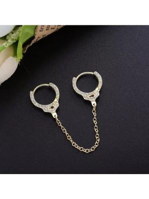 925 Ayar Gümüş Gold Kelepçe Küpe