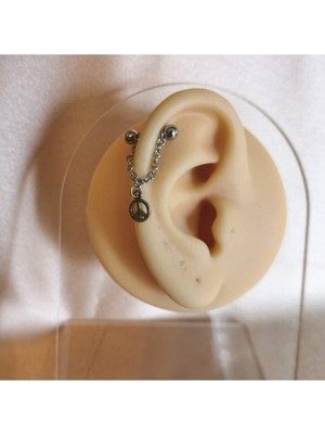 Cerrahi Çelik Barış Zincirli Piercing - Bar Uzunluğu 8 mm - 1 Adet