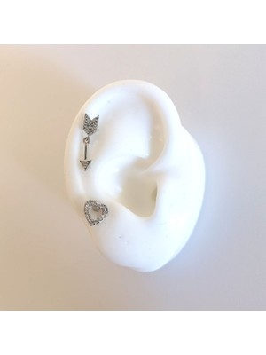 Cerrahi Çelik Ok ve Kalp Ikili Piercing Set- Bar 6 mm